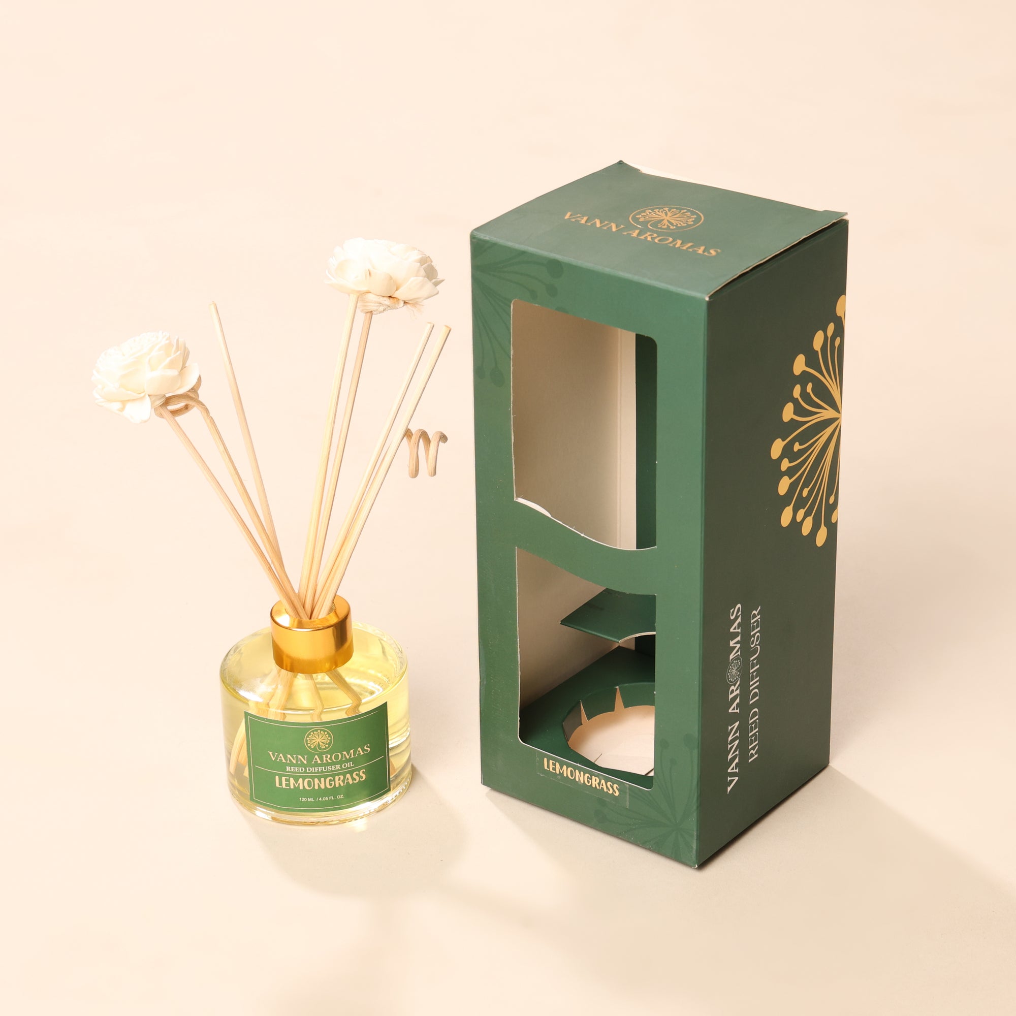 Reed Diffuser  (Pack - 120 ML) | Lemongrass Fragrance | Eco-Friendly with Natural Rattan Sticks