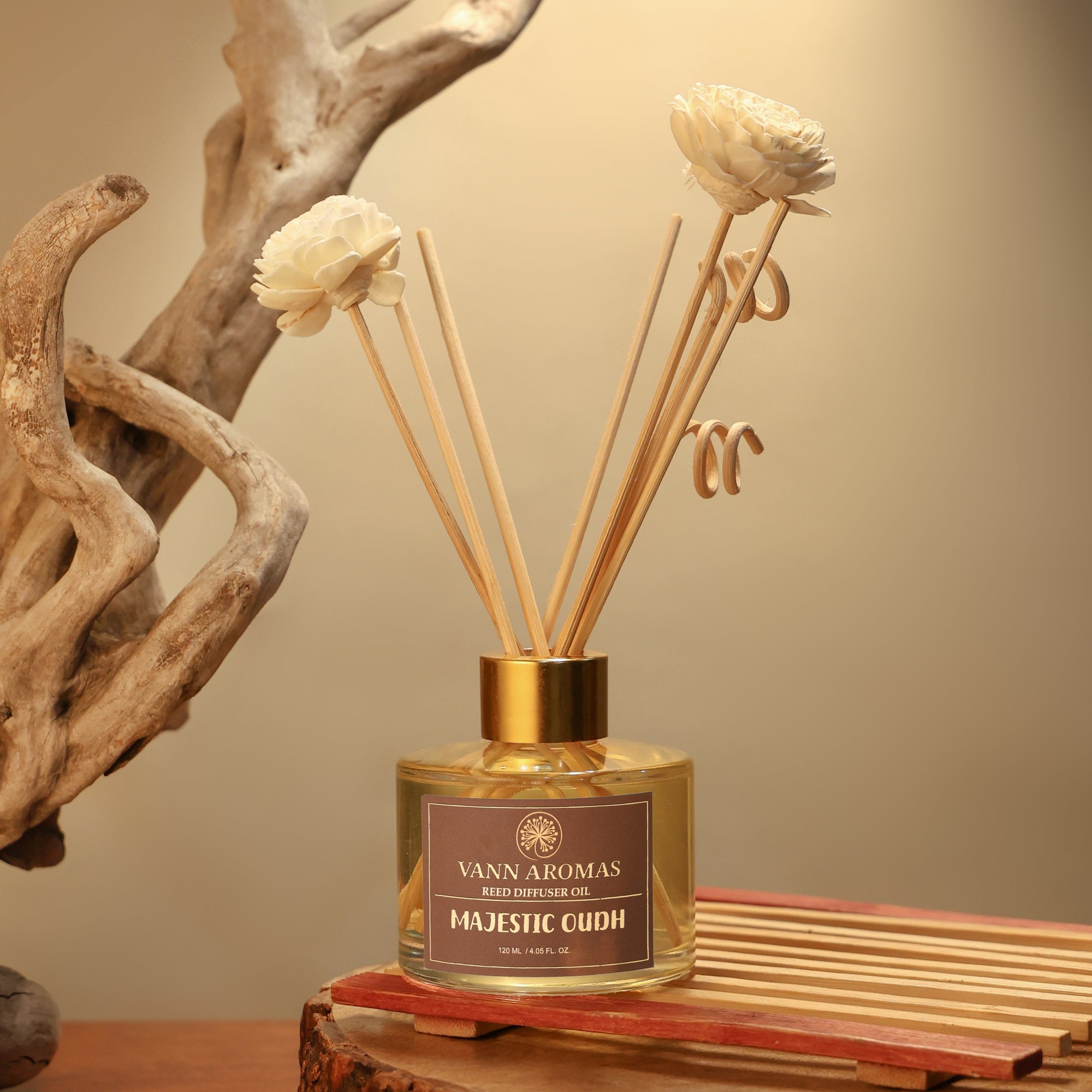 Reed Diffuser  (Pack - 120 ML) | Oudh Fragrance | Eco-Friendly with Natural Rattan Sticks