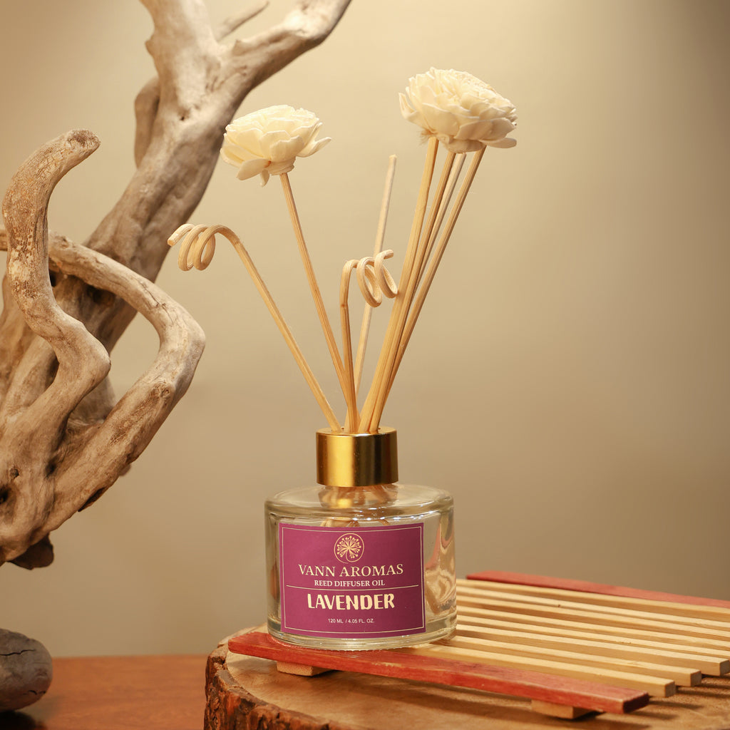 Reed Diffuser  (Pack - 120 ML) | Lavender Fragrance | Eco-Friendly with Natural Rattan Sticks