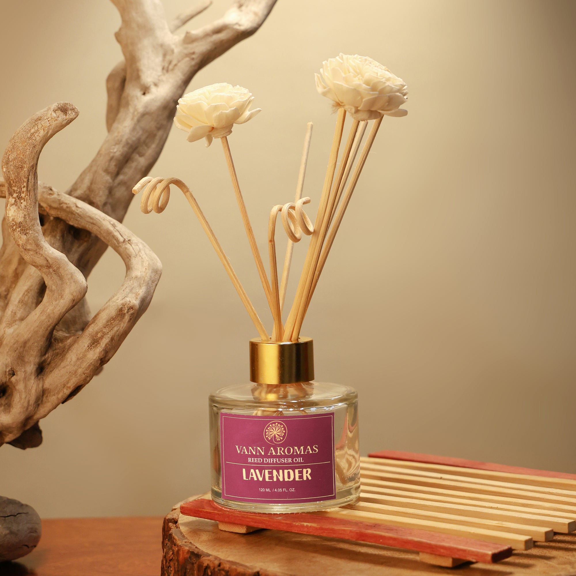 Reed Diffuser  (Pack - 120 ML) | Lavender Fragrance | Eco-Friendly with Natural Rattan Sticks