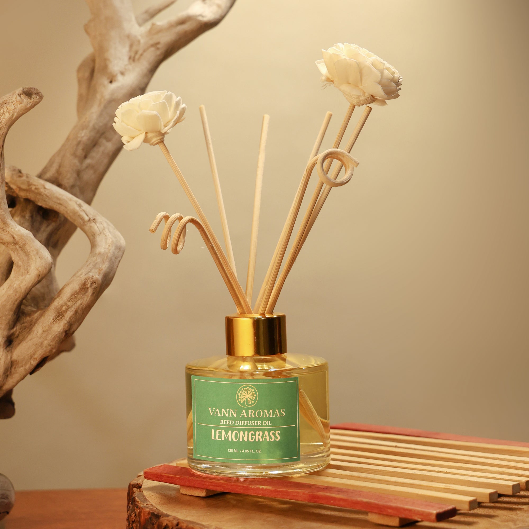 Reed Diffuser  (Pack - 120 ML) | Lemongrass Fragrance | Eco-Friendly with Natural Rattan Sticks