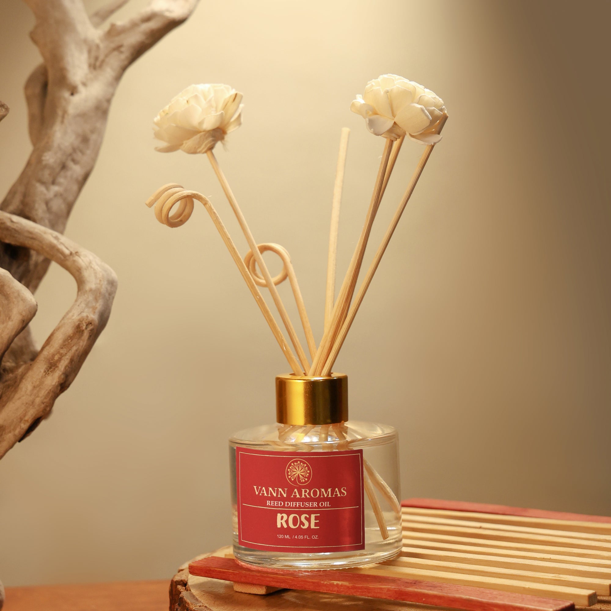 Reed Diffuser  (Pack - 120 ML) | Rose Fragrance | Eco-Friendly with Natural Rattan Sticks