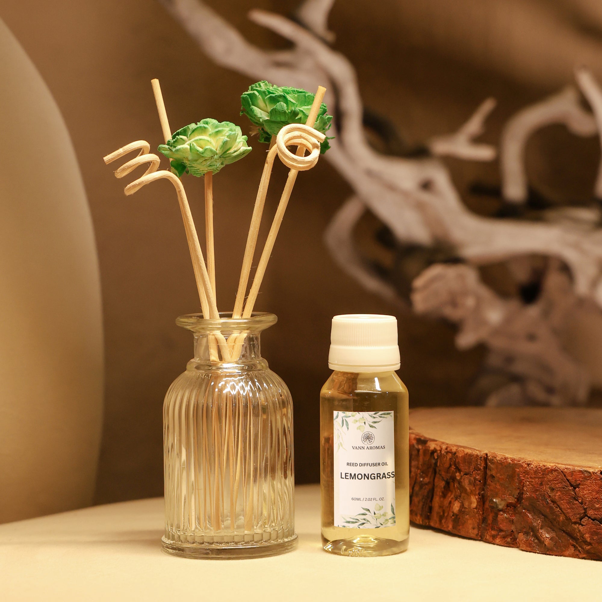 Reed Diffuser  (Pack - 60 ML) | Lemongrass Fragrance | Eco-Friendly with Natural Rattan Sticks