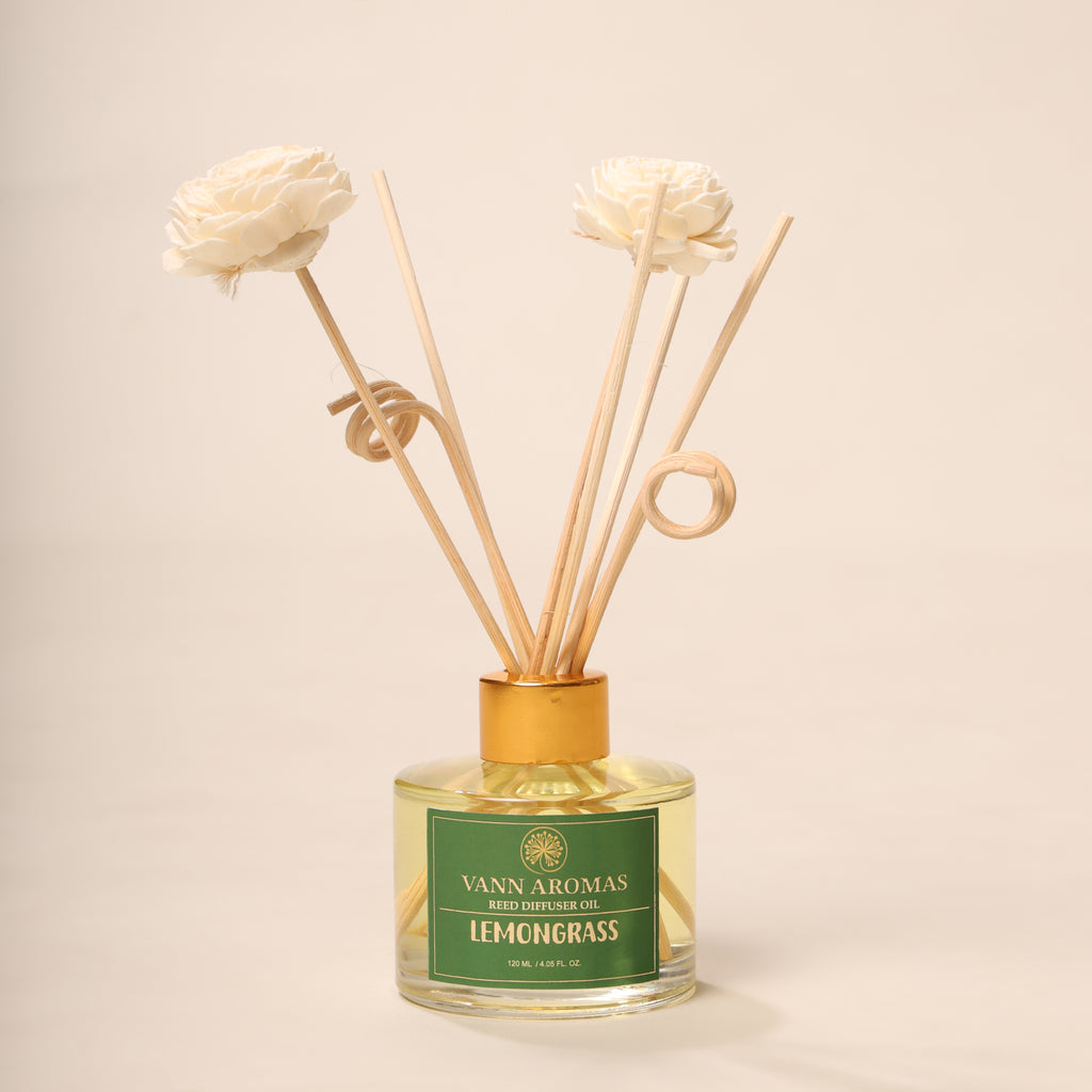 Reed Diffuser  (Pack - 120 ML) | Lemongrass Fragrance | Eco-Friendly with Natural Rattan Sticks