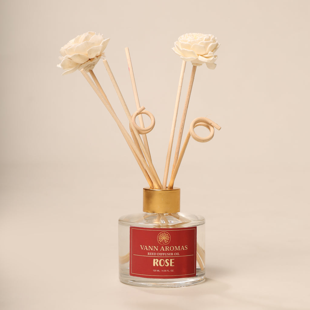 Reed Diffuser  (Pack - 120 ML) | Rose Fragrance | Eco-Friendly with Natural Rattan Sticks