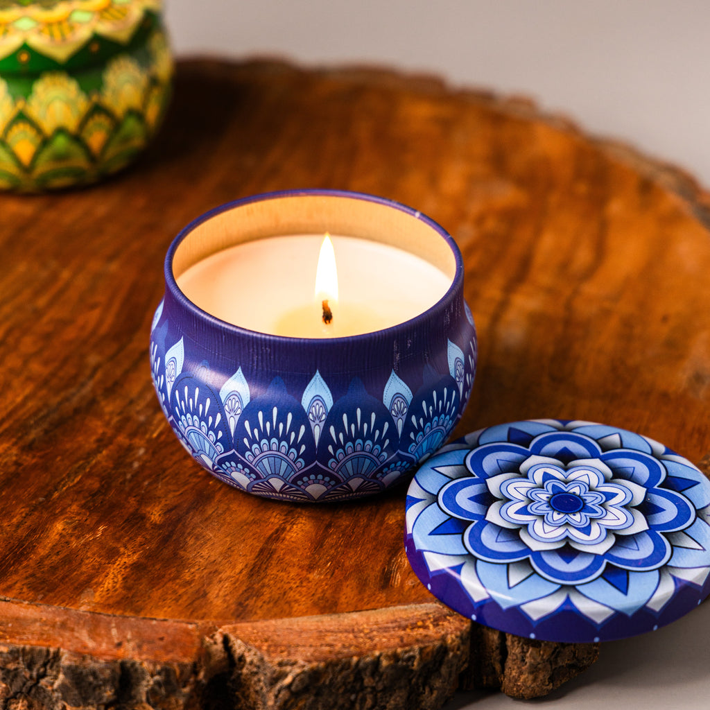 Mandala Tin Soy Candles - 150gm Each, Set of 4 Vann Aromas