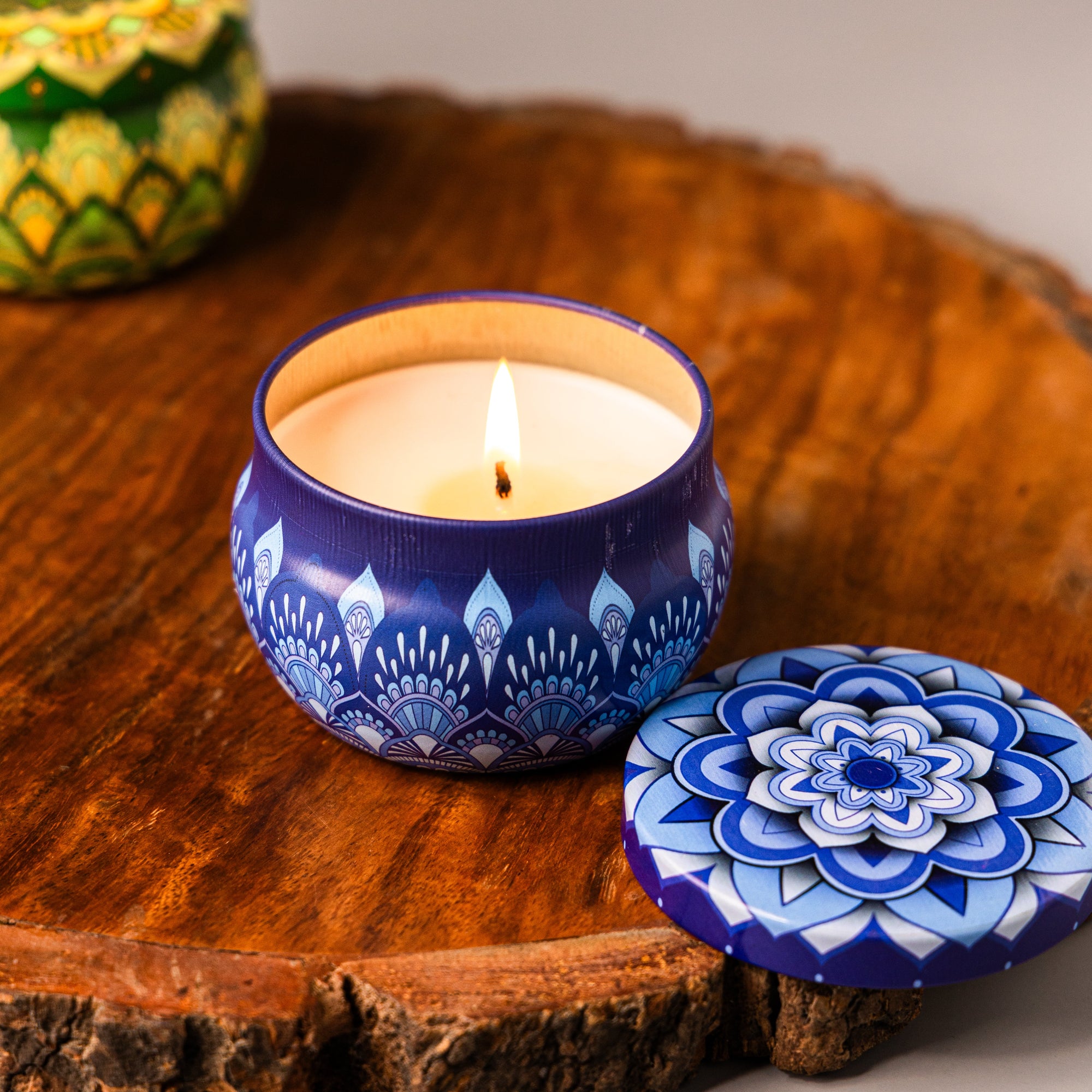 Mandala Tin Soy Candles - 150gm Each, Set of 4 Vann Aromas